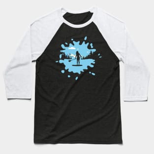 Blue Surfer Logo Padelboard Baseball T-Shirt